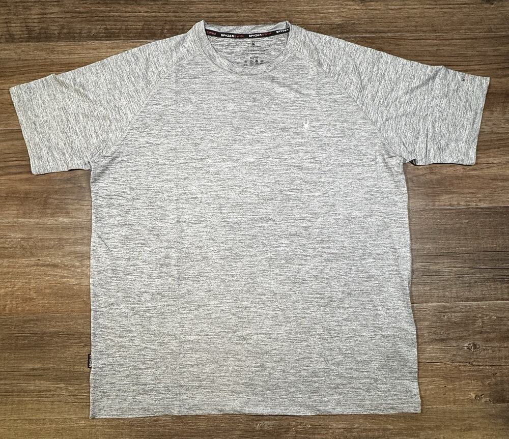 Spyder Swim Rash Guard Mens XL Gray Short Sleeve UPF Quick Dry Shirt